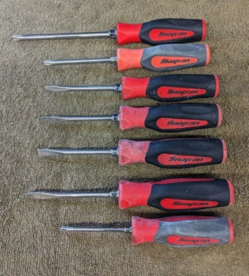 7 Snap-On Slotted Flat Phillips Head Screwdriver Set SGD4B SHDP 1/4" No. 1 2 3 - Image 1 of 4