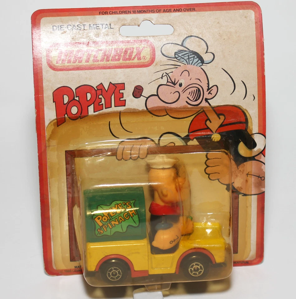 MATCHBOX 1980 Popeye's Spinach Wagon Truck CS 13 Die-Cast NOS Original Card VNTG - Image 1 of 4