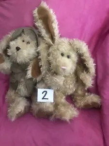 WONDER DOLCETTI PELUCHE CONIGLIO marrone marrone marrone scuro set 2 coniglietti ANIMALI imbottiti rari vintage - Foto 1 di 12