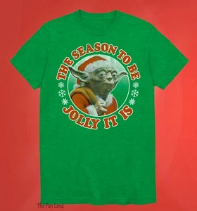 New Star Wars Yoda Jolly it is Ugly Christmas Mens Short Sleeve T-Shirt - Picture 1 of 2