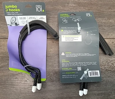 2 packs= 4 Delta 101 Jumbo J Hooks Rubberized Bike Hook Hold up to 50 lbs 22 kg - Image 1 of 3
