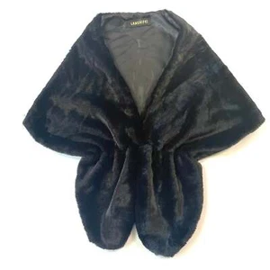 Great Gatsby 1920's Bridal Wedding Faux Fur Shawl Shawl - Black STYLE 2 - Picture 1 of 2