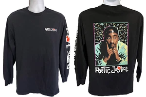 TUPAC SHAKUR ~ POETIC JUSTICE LONG-SLEEVE T-SHIRT BLACK SZ MEDIUM Janet Jackson - Picture 1 of 5