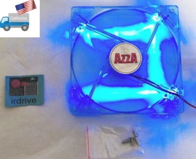 NEW Azza Blue LED 140mm 12V DC 4pin Molex Gaming PC Case Cooling Fan w/4x Screws - Image 1 of 4