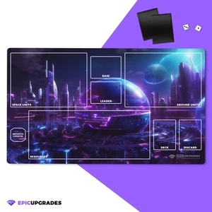 Star Wars Unlimited Playmat – Neon Nexus with Zones | 24" x 14" SWU TCG - Picture 1 of 9