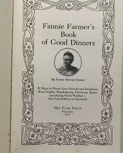 Fannie Farmer's Book of Good Dinners -1972-HC w/o DJ - Imagen 1 de 7