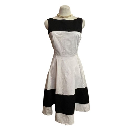 Abito da cocktail bianco e nero Kate Spade Fit & Flare taglia 6