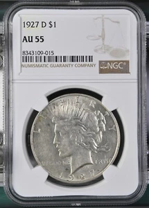 1927-D Peace Dollar NGC Certified AU55 - Picture 1 of 2