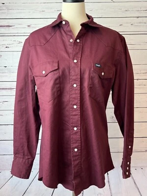 Camisa Wrangler Western Mediana Para Hombre Perla Snap Vaquero MS70719 Algodón Cepillo Foto 1 de 4