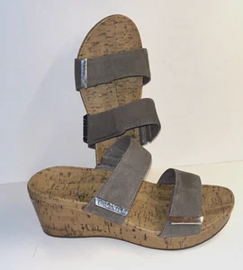 Vionic Womens Pepper Wedge Slip-on Double Strap Sandals TAUPE/SILVER Size 8 - Picture 1 of 4