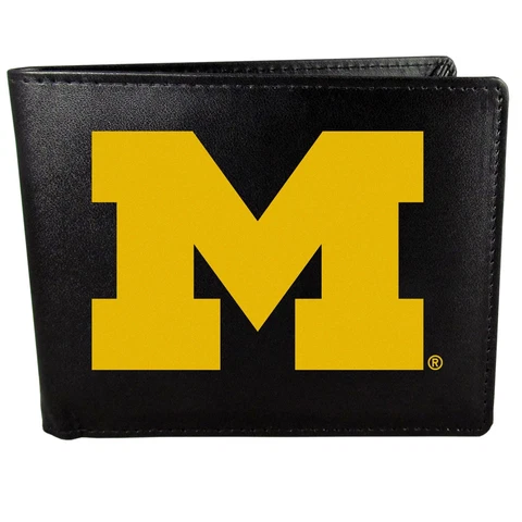 Michigan Wolverines Leather Bi-fold Wallet, Large Logo Cover