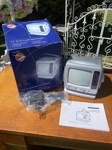 Vintage Retro Portable B/W TV Radio Silver Mini 5.5" Screen Boxed Woolworths - Picture 1 of 6