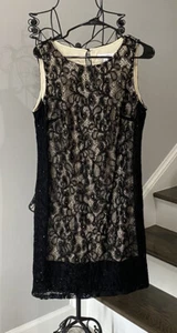Nine West Damenkleid Spitze champagnerfarben schwarz Größe 8 neu mit Etikett - Bild 1 von 10