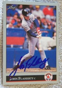 Boston Red Sox John Flaherty Signed 1992 Leaf Card Auto - Picture 1 of 1
