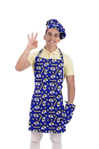 Northwest NFL Adult Unisex Los Angeles Rams Scatter Print 3 Piece Chef Set - Picture 1 of 1