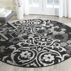 Alfombra redonda Safavieh Adirondack NEGRA/PLATA 3' X 3' - ADR114A-3R - Imagen 1 de 3