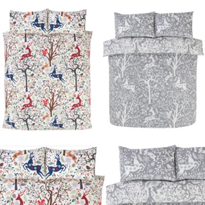 Inverno Skandi Cervo Foresta Animali Copripiumone Set Letto - Foto 1 di 13