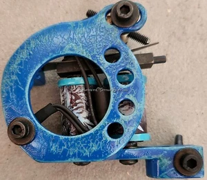 Handmade Slate & Blue Distressed Dial Shader Tattoo Machine Skull Turquoise Coil - Picture 1 of 7