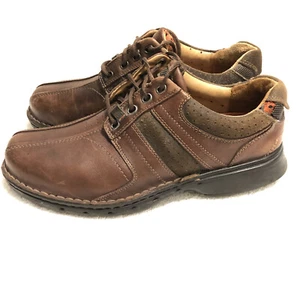 Clarks Brown Leather Oxford Lace Up MEN Shoes Size 9 Wide 85022,preowned - Foto 1 di 8
