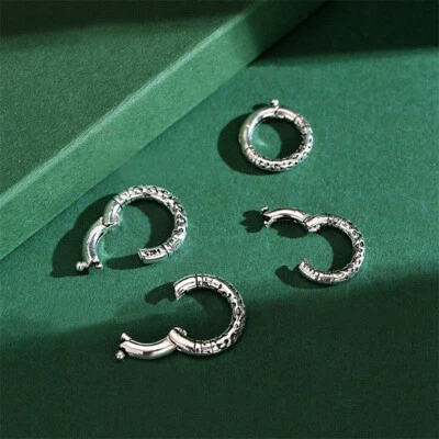 Oxidized 925 Sterling Silver Spiral Spring Ring Clasp Bracelet Necklace - Image 1 of 4