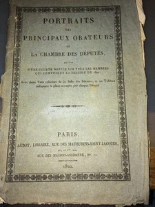 PORTRAITS Des PRINCIPAUX ORATEURS DE LA CHAMBRE DES DÉPUTÉS, 1820. - Imagen 1 de 12