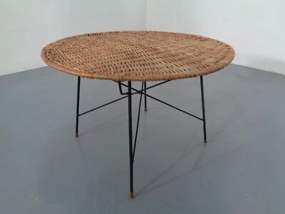 Table Basse En Osier Italienne Années 1950 - Photo 1/4