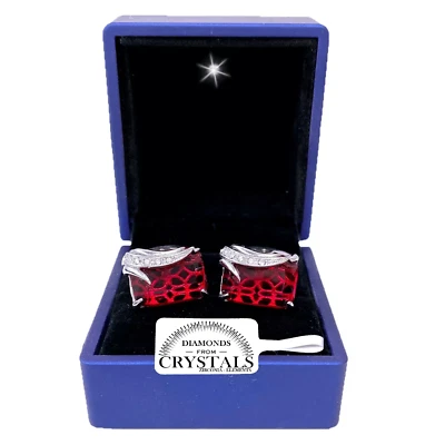 GEMELLI CAMICIA UOMO Donna con Cristalli Zirconi  CERIMONIA matrimonio Rosso S1 - Immagine 1 di 2