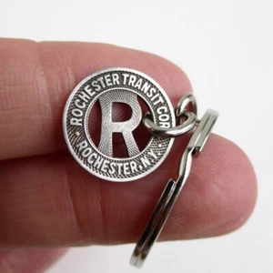ROCHESTER Coin Keychain - Repurposed Vintage NY Transit Token Key Chain Fob - Picture 1 of 3