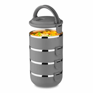 4 etagen Speisebehälter, Lebensmittelbehälter, Isolierbehälter 2,8L - Grau - Bild 1 von 8