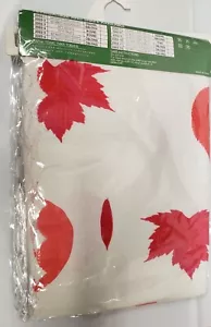 Vinyl Tablecloth w/soft flannel back, 52"x 90" Oblong (6-8 ppl) RED MAPLE LEAVES - Picture 1 of 9