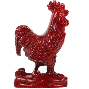 Solid Wood Carved Chicken Ornaments Handmade Funny Rooster Sculpture Decor - Picture 1 of 12