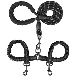 Double Dog Leash, Dual Dog Leash, 360° Swivel Tangle Free Bungee Walking Trai... - Picture 1 of 9