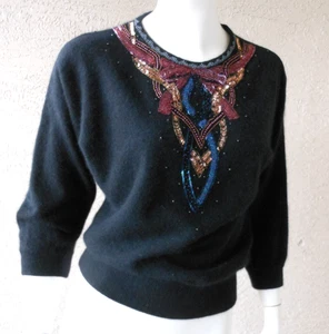 Vintage Epitomé Damen Größe XS/S Perlen Angora Lammwolle Pullover - Bild 1 von 6