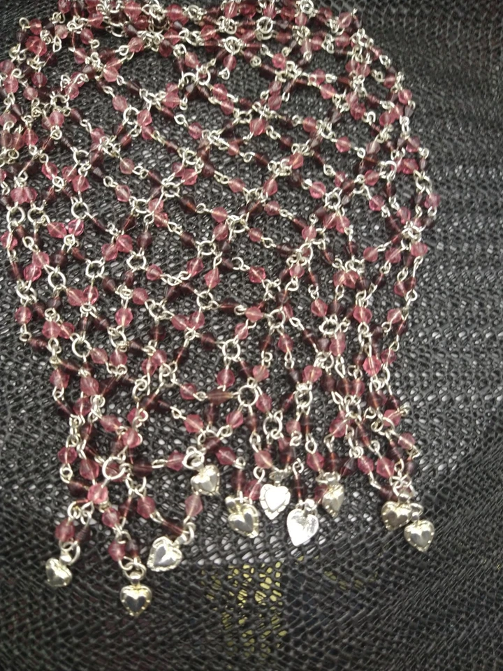 Conjunto de duas peças de cabeça de corrente boêmia vermelha e prata - Imagem 1 de 3