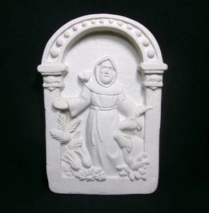 St. Francis CARRUTH Indoor/Outdoor Concrete Gardening Wall Plaque Vintage - Picture 1 of 3
