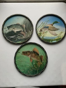 James L Artig Tablett Bass aus dem Wasser springen für Eintagsfliegen Zander & Ente Metall - Bild 1 von 16
