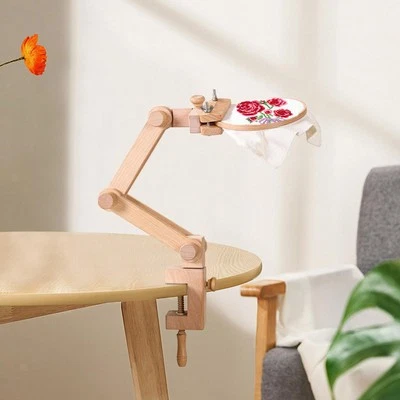 Cross Stitch Rack Wooden Adjustable with Clamp for Hand Quilting Desk Sewing - Image 1 of 4