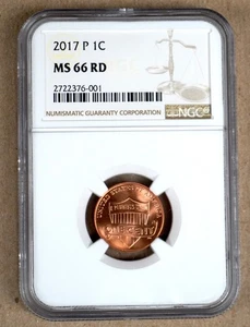 2017-P LINCOLN CENT NGC MS66RD 376001 - Picture 1 of 2
