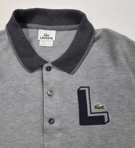 Lacoste Polo Shirt Size FR 6 Mens XL Gray On Gray Long Sleeve Pique Limited Use - Picture 1 of 10