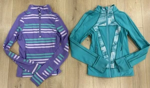 IVIVVA By Lululemon Sweater Jacket Girls 8 Full Zip Thumbholes Lot of 2 - Picture 1 of 17