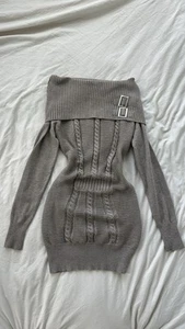 Vintage Look Y2k Knitted Off Shoulder Bodycon Dress - Picture 1 of 4