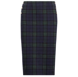 Ralph Lauren Black Green Plaid Pencil Skirt Small Preppy Y2K Old Money Holiday - Picture 1 of 10