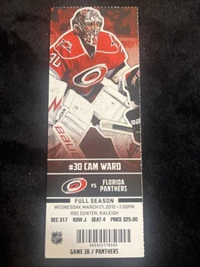 Biglietto NHL Carolina Hurricanes 2012 Stub Game 38 versi Florida Panthers - Foto 1 di 12