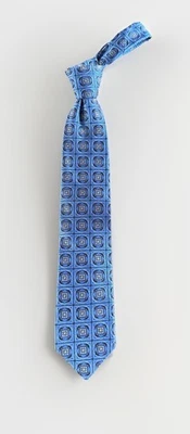 Corbata JZ Richards Para Hombre Azul Marrón Círculo Floral Geométrica Seda Hecha en EE. UU. Foto 1 de 4