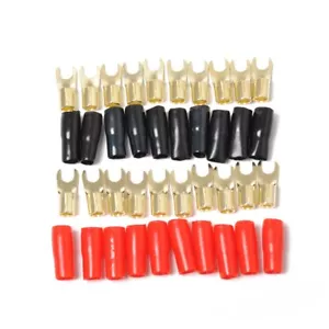 10 Pairs Copper Gold Plated 8 Gauge Strip Spade Terminal Spade Fork Adapters ... - Picture 1 of 9
