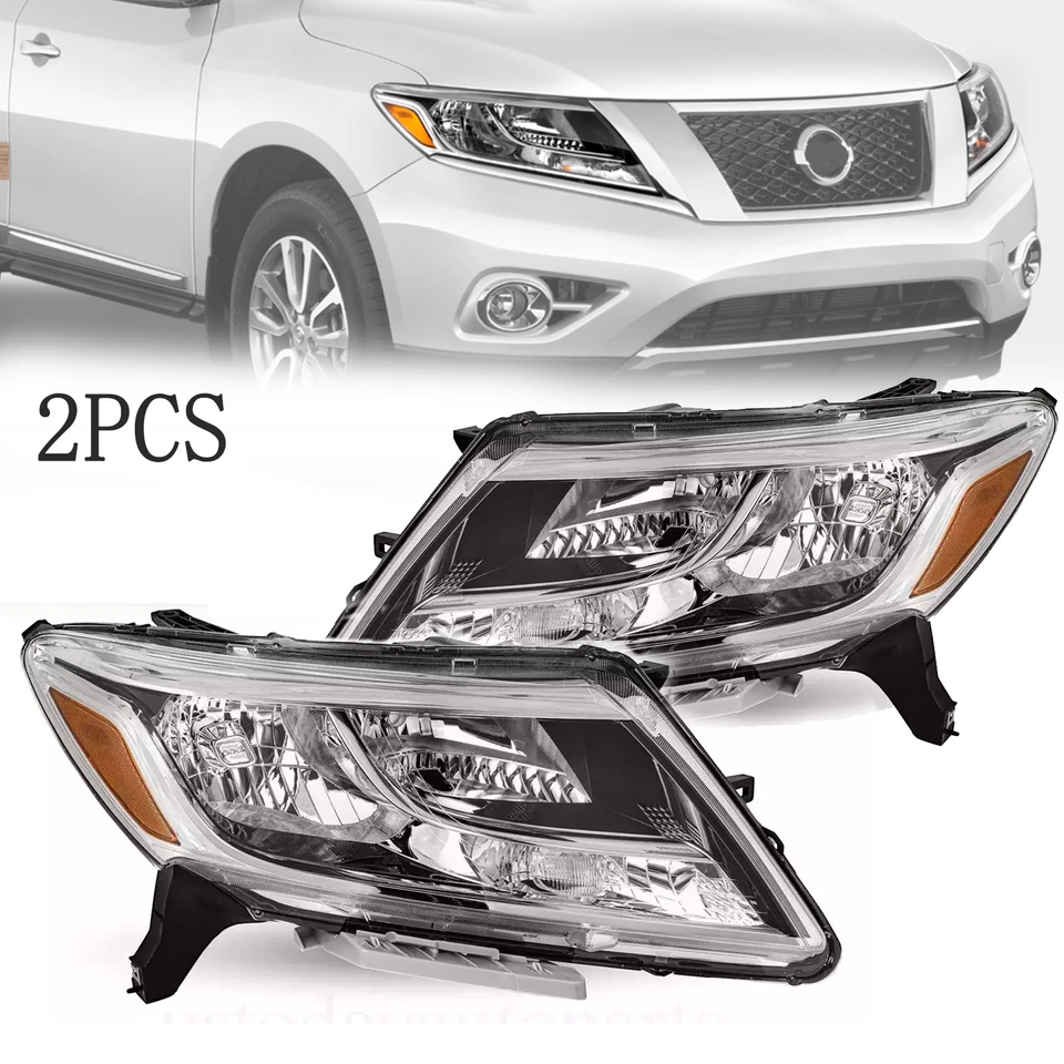 Pair Headlights Headlamps Assembly For 2013-2016 Nissan Pathfinder Left + Right - Image 1 of 4
