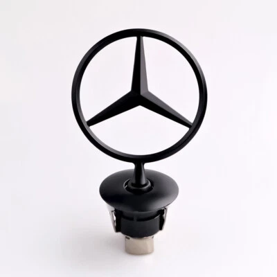 Front Hood Standing Star Emblem Matte Black Badge Fit For Mercedes Benz C E S — 第 1/4 张图片