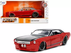 1/24 Jada BigTime Muscle 1965 Ford Mustang Modello Auto Diecast Nero Rosso 34202 - Foto 1 di 3