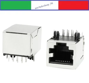 connettore RJ45 schermato pcb presa plug circuito stampato 8 poli 8P8C - Foto 1 di 6