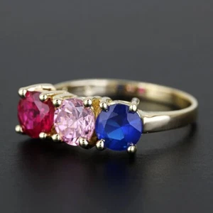 14 Karat Gelbgold Mutterring mit farbigen Edelsteinen - Bild 1 von 7